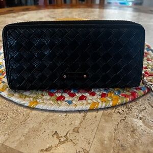 Cole Haan Black Woven Leather Wallet